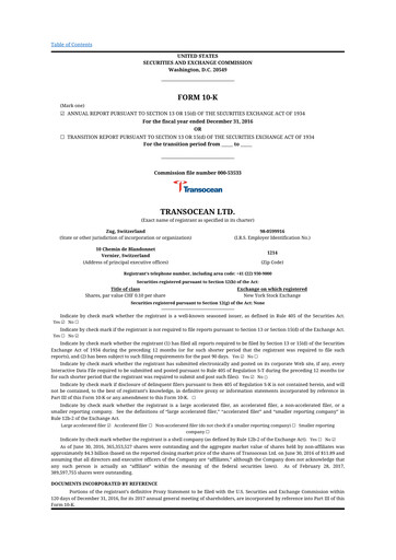 Thumbnail Transocean 10-K Annual Report 2016