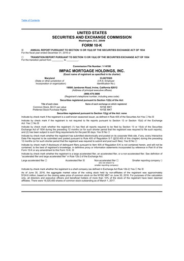 Thumbnail Impac Mortgage Holdings 10-K Annual Report 2016