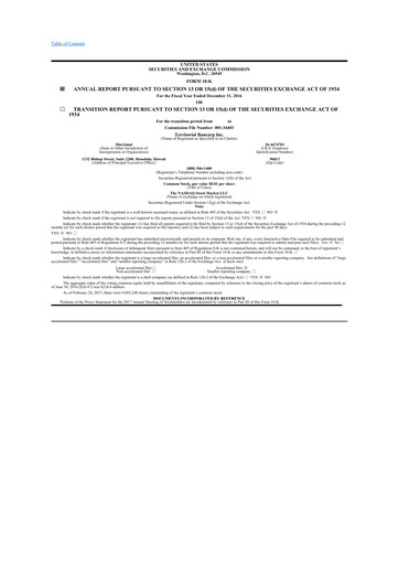 Thumbnail Territorial Bancorp
 10-K Annual Report 2016