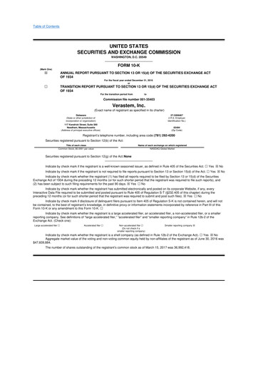 Thumbnail Verastem Oncology
 10-K Annual Report 2016