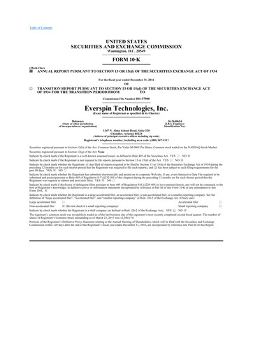 Thumbnail Everspin Technologies 10-K Annual Report 2016