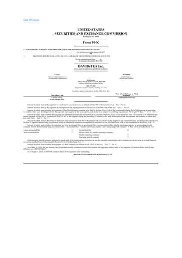 Thumbnail DAVIDsTEA 10-K Annual Report 