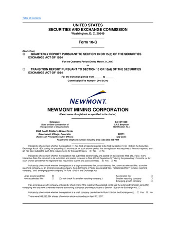 Thumbnail Newmont 10-Q Quarterly Report FY2017 