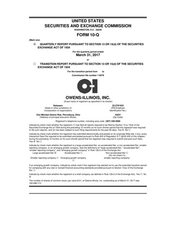 Thumbnail O-I Glass
 10-Q Quarterly Report FY2017 