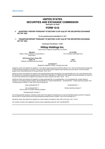 Miniature Hilltop Holdings 10-Q Rapport trimestriel 2017 