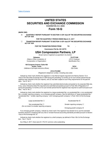 Thumbnail USA Compression Partners
 10-Q Quarterly Report FY2017 