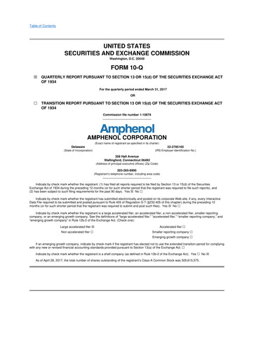 Thumbnail Amphenol 10-Q Quarterly Report FY2017 