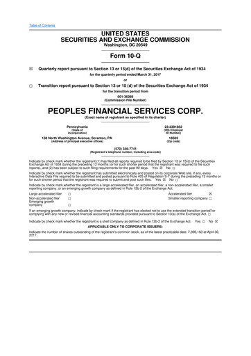 Vorschaubild Peoples Financial Services 10-Q Quartalsbericht 2017 