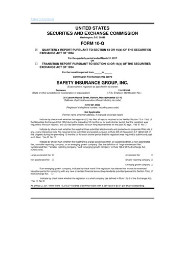 Miniature Safety Insurance
 10-Q Rapport trimestriel 2017 