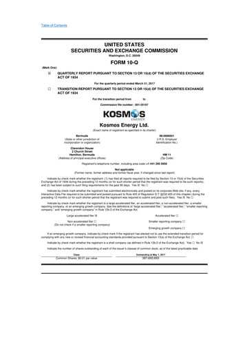 Thumbnail Kosmos Energy 10-Q Quarterly Report FY2017 
