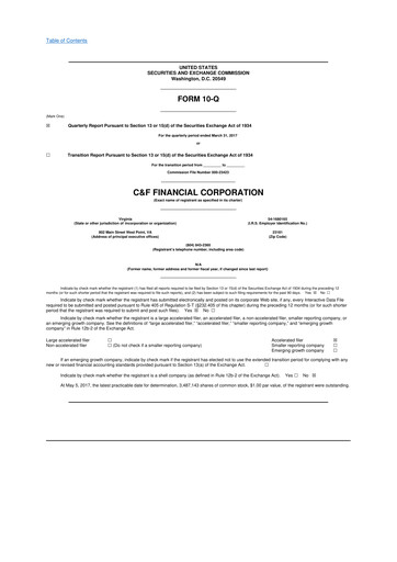 Thumbnail C&F Financial Corporation

 10-Q Quarterly Report FY2017 