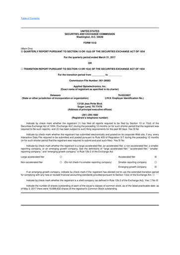 Thumbnail Applied Optoelectronics 10-Q Quarterly Report FY2017 