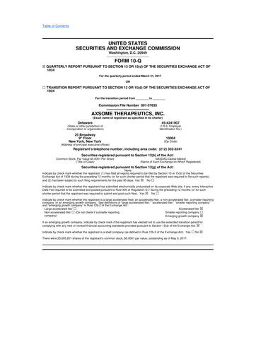 Thumbnail Axsome Therapeutics
 10-Q Quarterly Report FY2017 