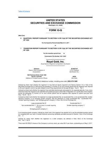 Vorschaubild Royal Gold
 10-Q Quartalsbericht 2017 