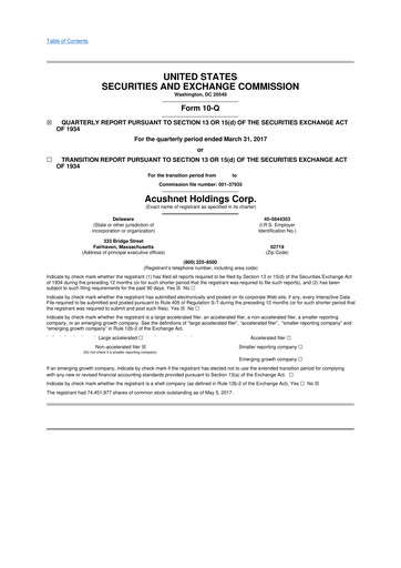 Thumbnail Acushnet Holdings
 10-Q Quarterly Report FY2017 