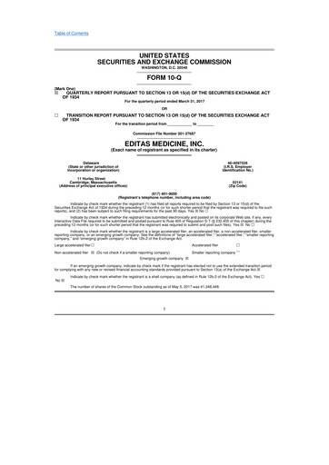 Vorschaubild Editas Medicine
 10-Q Quartalsbericht 2017 