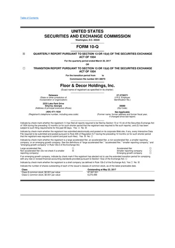 Thumbnail Floor & Decor

 10-Q Quarterly Report FY2017 