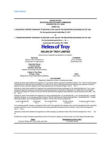 Vorschaubild Helen of Troy 10-Q Quartalsbericht 2018 