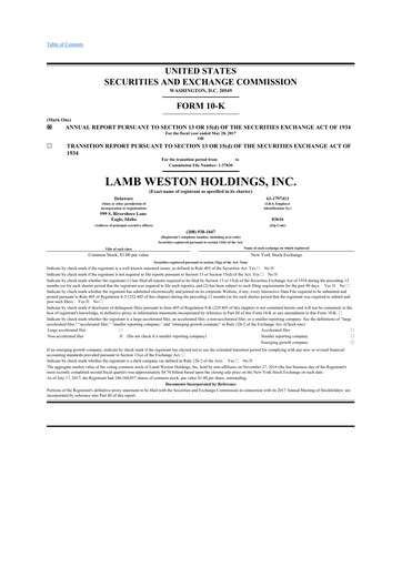 Thumbnail Lamb Weston 10-K Annual Report 2017