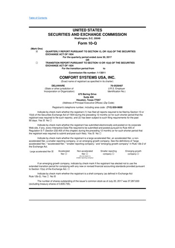 Thumbnail Comfort Systems USA 10-Q Quarterly Report FY2017 