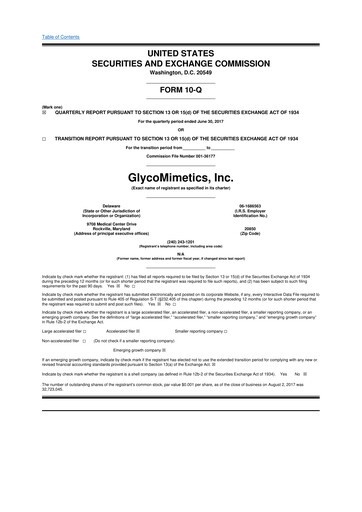 Thumbnail GlycoMimetics
 10-Q Quarterly Report FY2017 