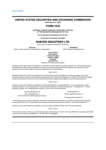 Miniature Nabors Industries
 10-Q Rapport trimestriel 2017 