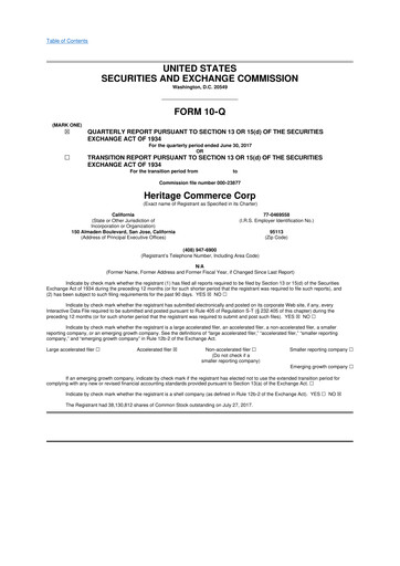 Thumbnail Heritage Commerce 10-Q Quarterly Report FY2017 