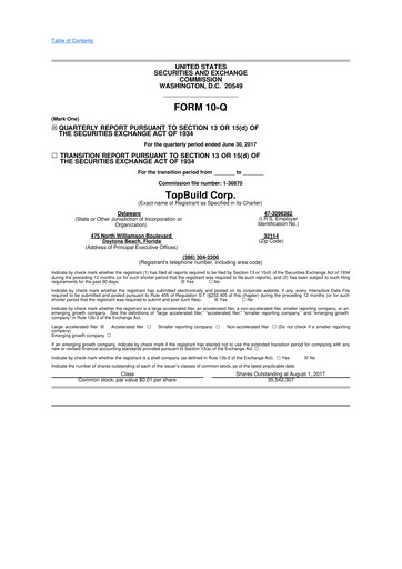 Thumbnail TopBuild 10-Q Quarterly Report FY2017 