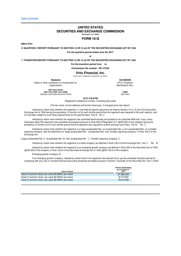 Thumbnail Virtu Financial
 10-Q Quarterly Report FY2017 