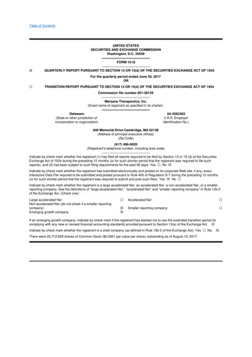 Thumbnail Mersana Therapeutics 10-Q Quarterly Report FY2017 