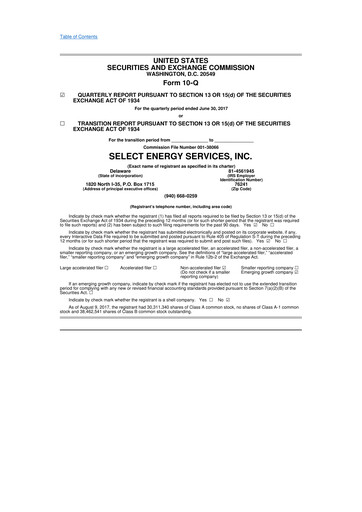 Thumbnail Select Water Solutions 10-Q Quarterly Report FY2017 