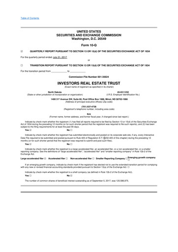 Thumbnail Centerspace 10-Q Quarterly Report FY2018 