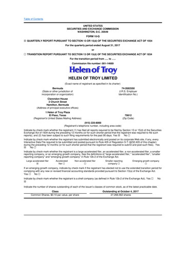 Vorschaubild Helen of Troy 10-Q Quartalsbericht 2018 