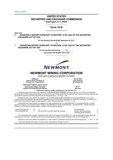 Thumbnail Newmont 10-Q Quarterly Report FY2017 