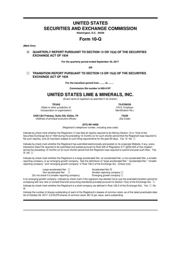Thumbnail United States Lime & Minerals  10-Q Quarterly Report FY2017 