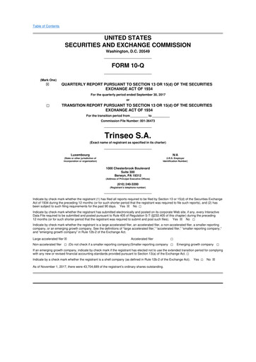 Miniature Trinseo 10-Q Rapport trimestriel 2017 