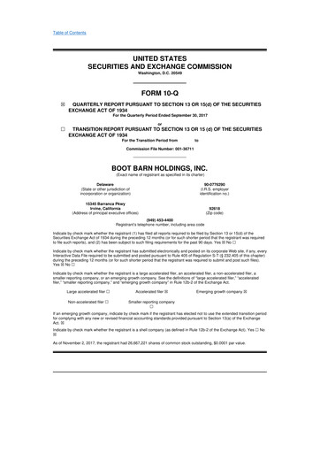 Thumbnail Boot Barn Holdings
 10-Q Quarterly Report FY2018 