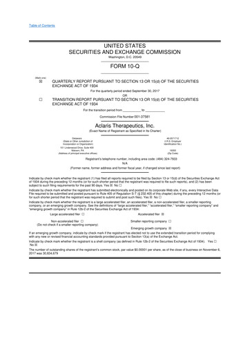 Thumbnail Aclaris Therapeutics 10-Q Quarterly Report FY2017 