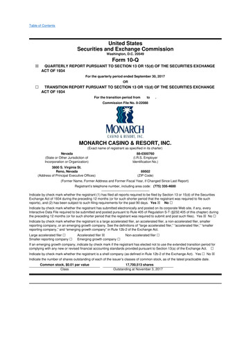 Thumbnail Monarch Casino & Resort 10-Q Quarterly Report FY2017 