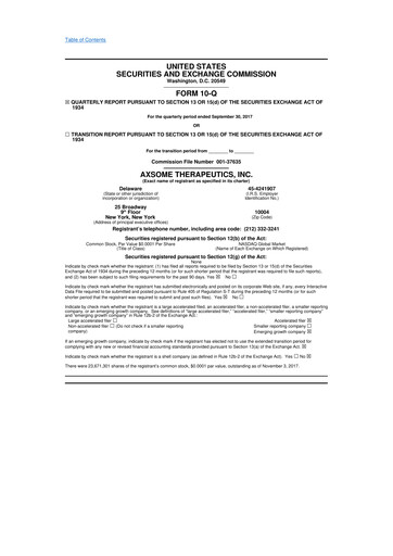 Thumbnail Axsome Therapeutics
 10-Q Quarterly Report FY2017 