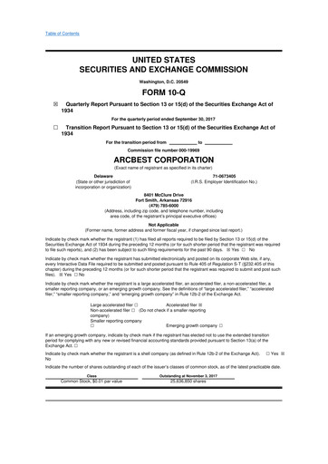 Thumbnail ArcBest 10-Q Quarterly Report FY2017 