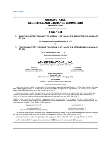 Thumbnail ATN International 10-Q Quarterly Report FY2017 