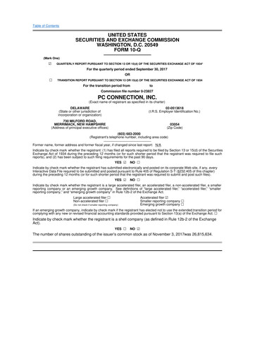 Miniature PC Connection
 10-Q Rapport trimestriel 2017 