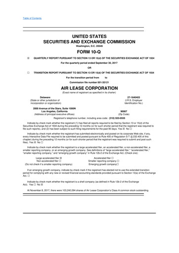 Thumbnail Air Lease Corporation
 10-Q Quarterly Report FY2017 