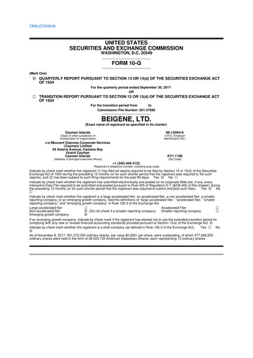 Thumbnail BeOne Medicines 10-Q Quarterly Report FY2017 