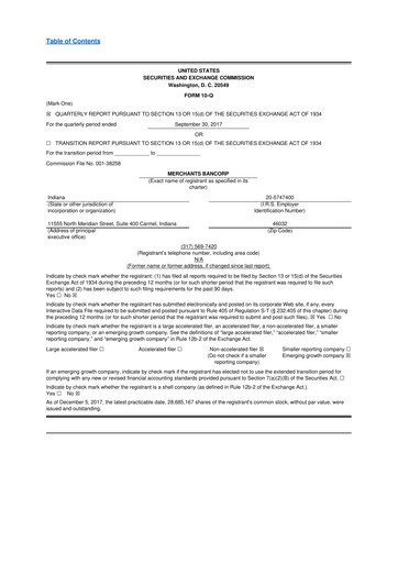 Thumbnail Merchants Bancorp 10-Q Quarterly Report FY2017 