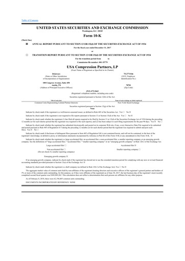 Thumbnail USA Compression Partners
 10-K Annual Report 2017