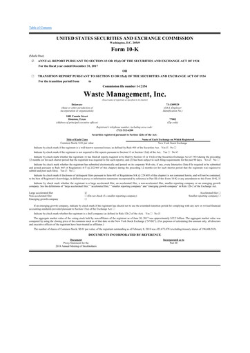 Thumbnail Waste Management 10-K Annual Report 2017
