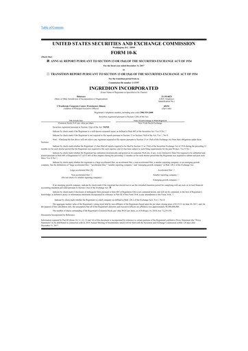 Thumbnail Ingredion 10-K Annual Report 2017