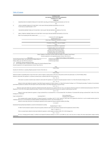 Thumbnail Redhill Biopharma 20-F Annual Report 2017